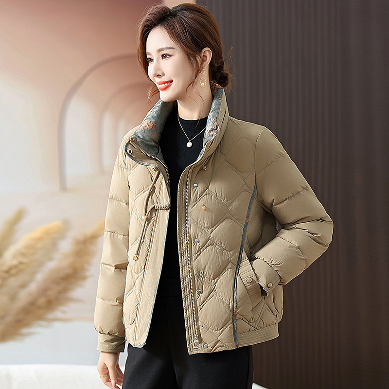 New Winter down Jacket Fashion for Middle-Aged and Elderly Women, 90% White Duck down Thickened Casual Coat for Moms