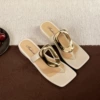 Off-white-square buckle flip-flops [counter model]