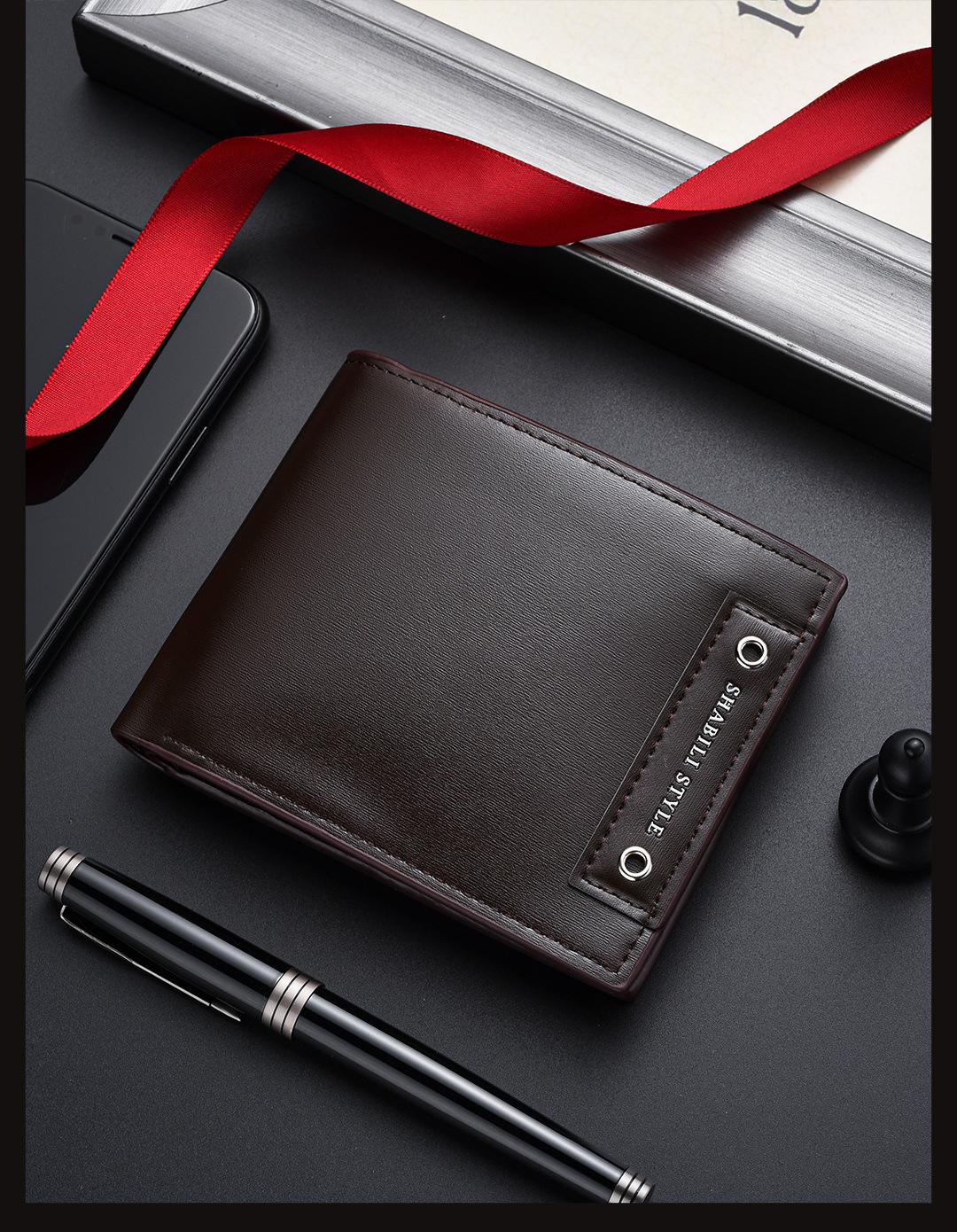 Men's Solid Color Pu Leather Fold In Half Small Wallets display picture 5