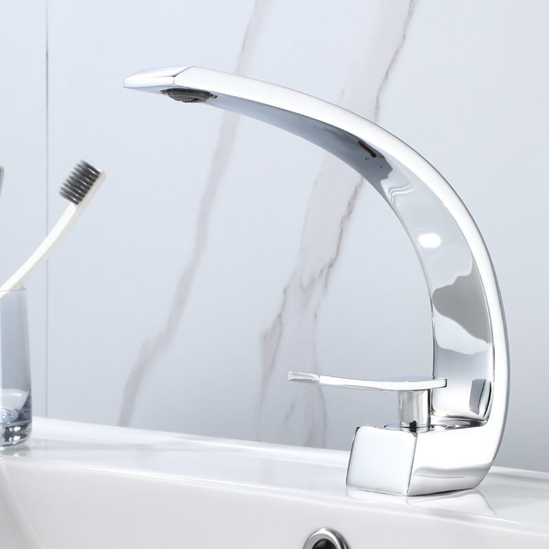 Creative Under-Counter Basin Moon Curved Bathroom Basin Faucet Artistic Basin Single-Hole Faucet Hot and Cold Basin Faucet