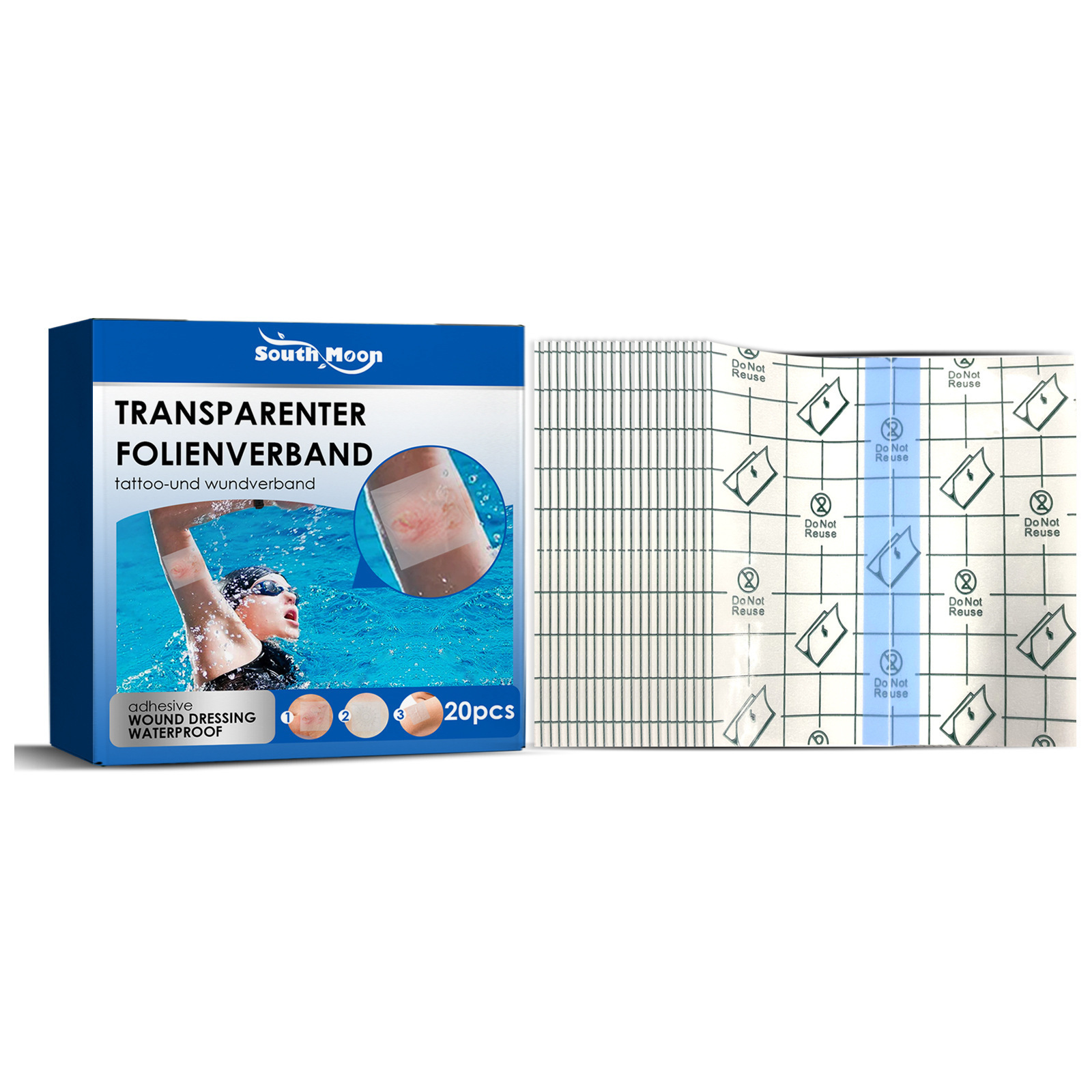 Cross-Border South Moon Care Waterproof Adhesive Bandage Fixed Elastic Bandage Wound Dressing Sports Waterproof