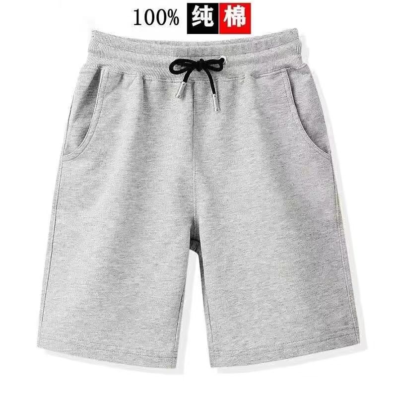 Pure Cotton 100 Shorts Men's Summer Trendy Brand Loose Casual Sports Pants American Style Simple Solid Color Straight Pants