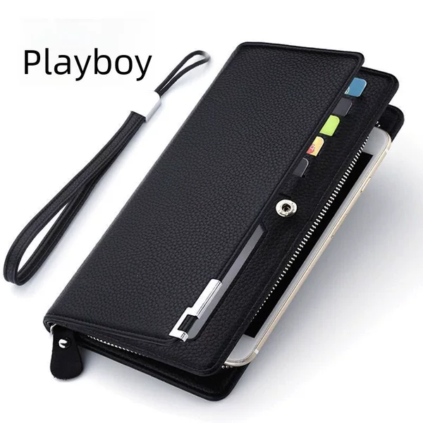 New Men's Wallet Long Wallet Multi-Card Slot Short Wallet Men's Business Zipper Multi-Functional Genuine Mobile Phone Bag