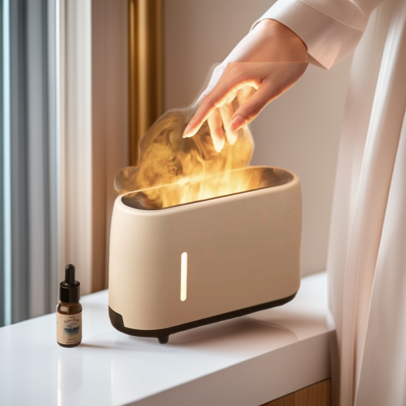 Difusor de Aroma con Efecto de Llama Plástico Luz de Llama para Hogar y Oficina