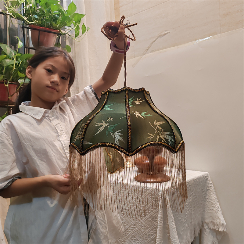 녹색 대나무 잎 샹들리에 갓(새 스타일)