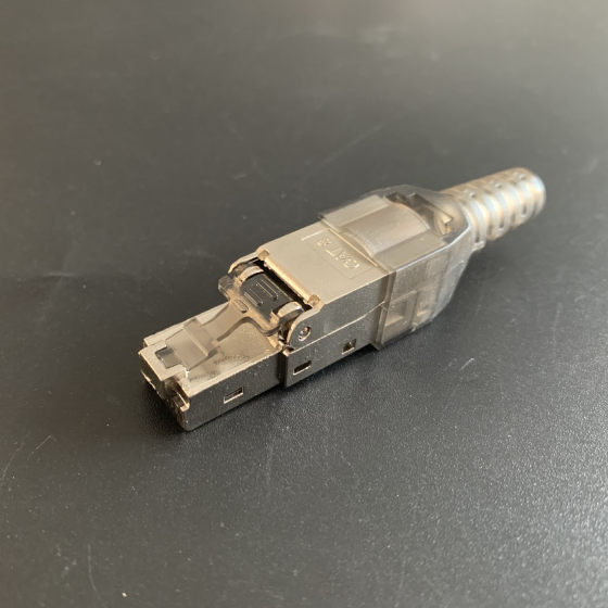 Super Six types of pressure-free modular shielded gold-plated crystal head cat6A rj45 tool-free wire-pressing Gigabit Crystal Head