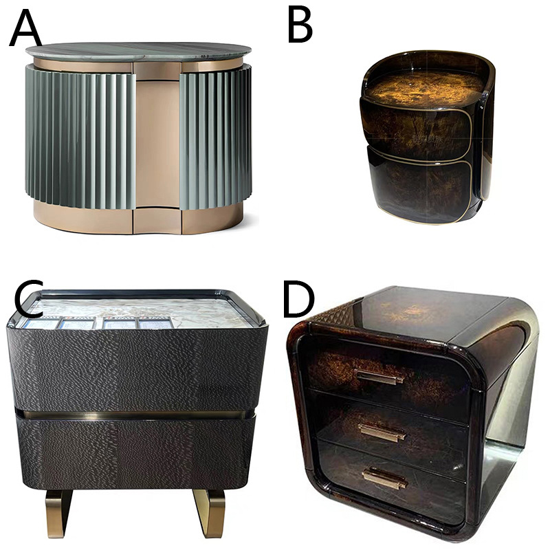Italian-Style Light Luxury Solid Wood Bedside Table Master Bedroom Storage Cabinet High-End Villa Mansion Storage Cabinet Designer Side Cabinet