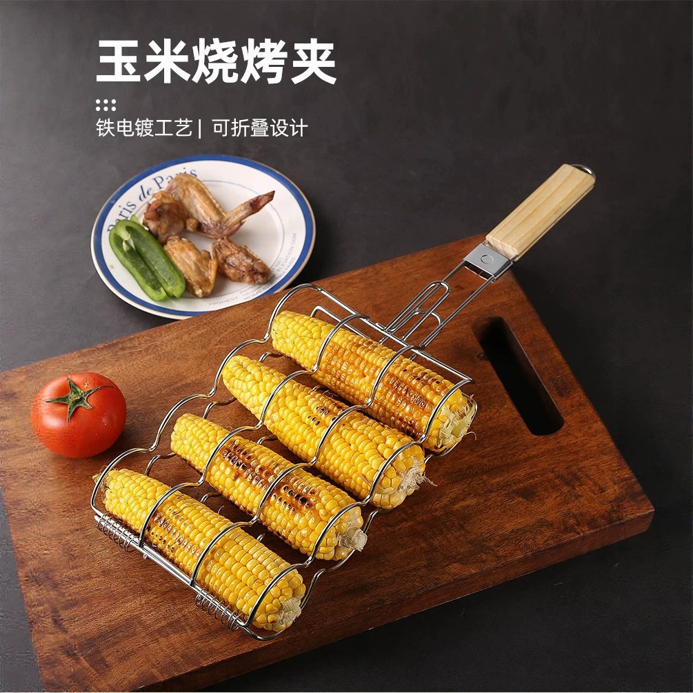 Pinza Rejilla para Barbacoa de Hierro Cromado Plegable
