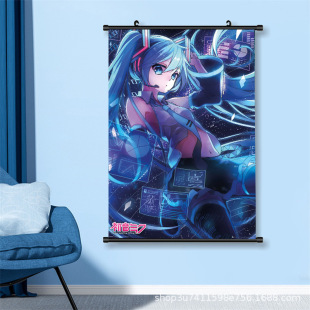 Cross-Border Amazon Hatsune Miku Poster Miku Japanese Anime Cartoon Girl Wall Scroll Hanging Painting