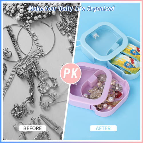 Jewelry box, portable travel push box, hair accessories cosmetics storage box, multi-functional desktop organizing box
