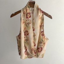 桑蚕丝料！内外围裹栓扣设计！西班牙名媛质感飘逸蚕丝背心上衣新