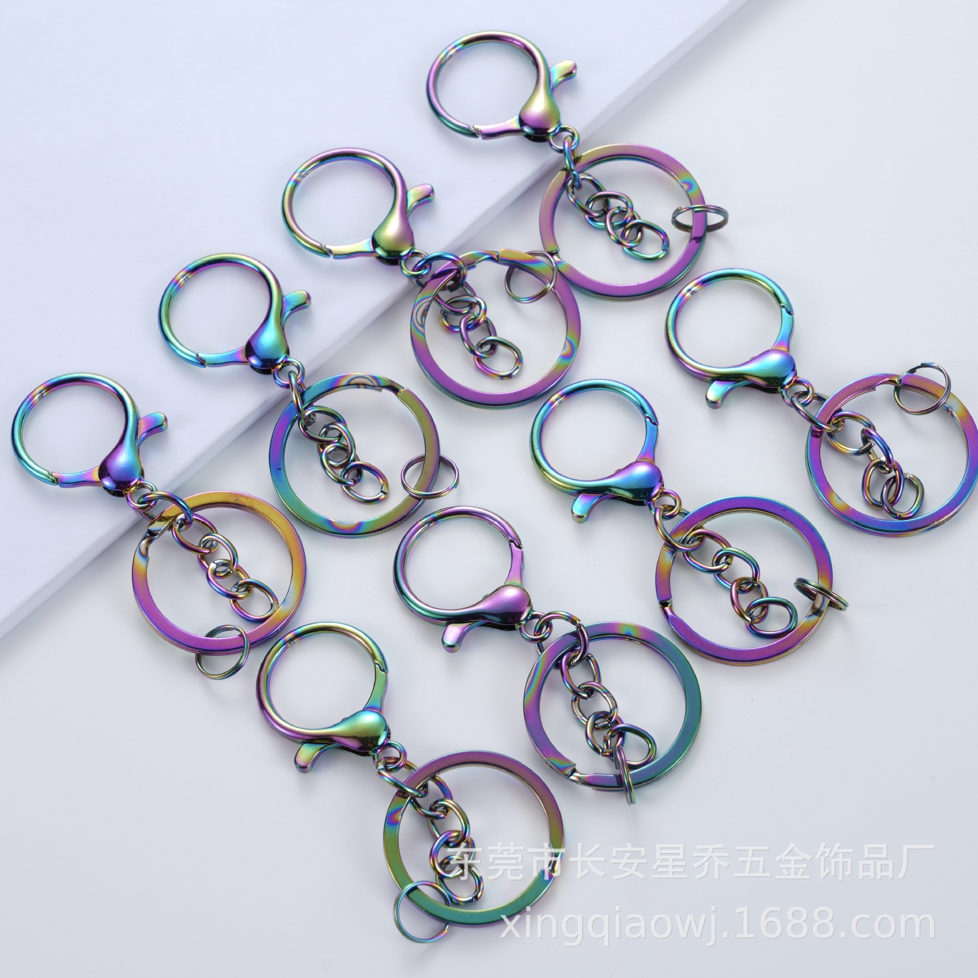 Llavero de langosta de colores con baño galvanizado, set de 3 piezas, vacío, venta al por mayor de fábrica