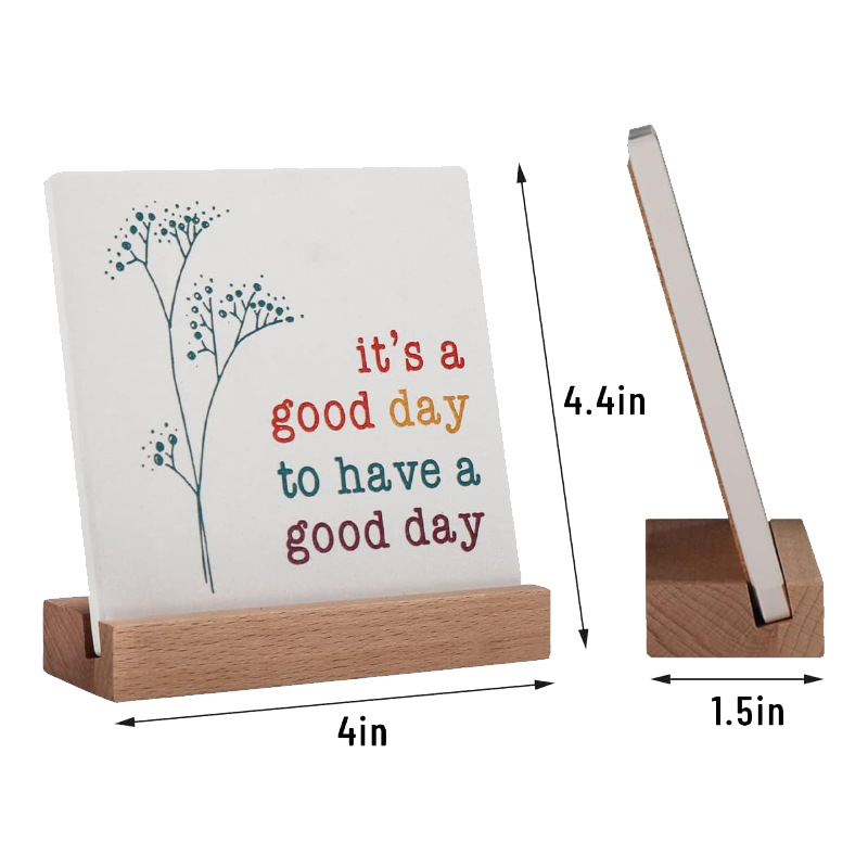 Transfronterizo TEMU Amazon maitong acrílico base de madera maciza cuadrado borde redondo doble ranura decoración del hogar