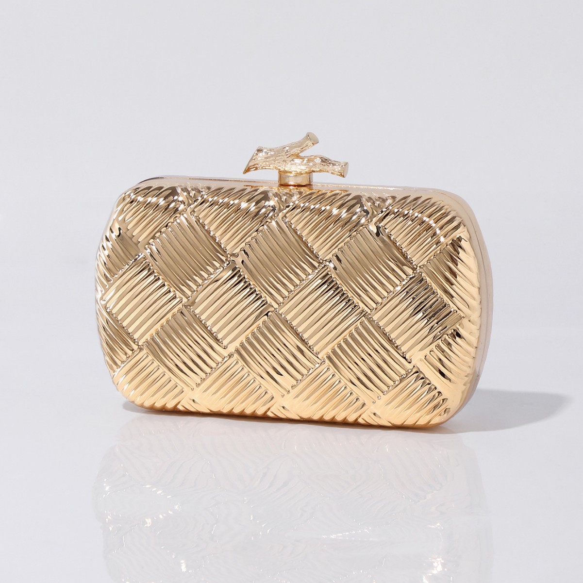 New Cross-Border Metal Woven Box Clutch, European And American Trendy Evening Bag For Parties And Formal Gowns - Thumbnail 2