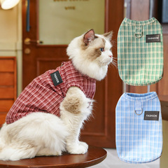 猫咪衣服秋冬复古格子德绒黑标宠物狗狗猫衣服用品无毛猫跨境批发