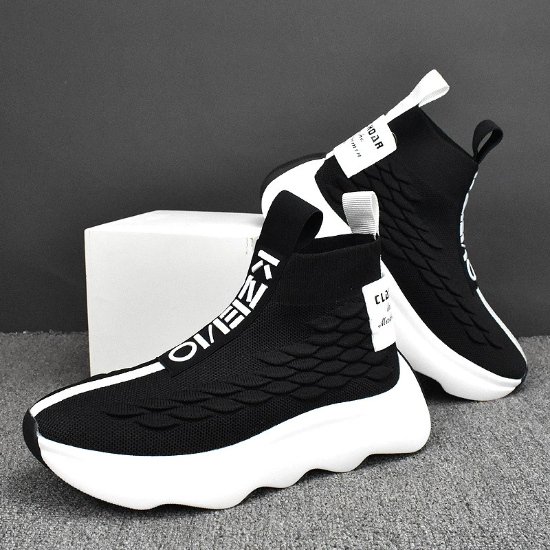 Универсальные летние кроссовки, мужская обувь на толстой подошве, новые дышащие белые туфли с низким верхом, увеличивающие рост, Модные Повседневные носки