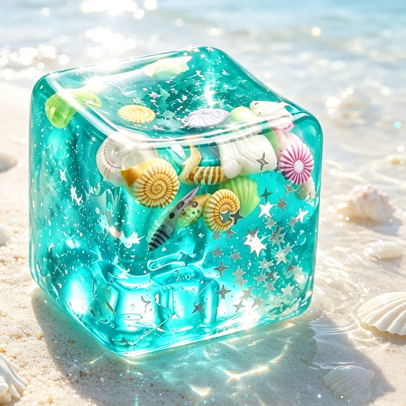 Cross-border maltose ice cube ocean squeeze toy, green stress-relief slow-rebound squeeze toy