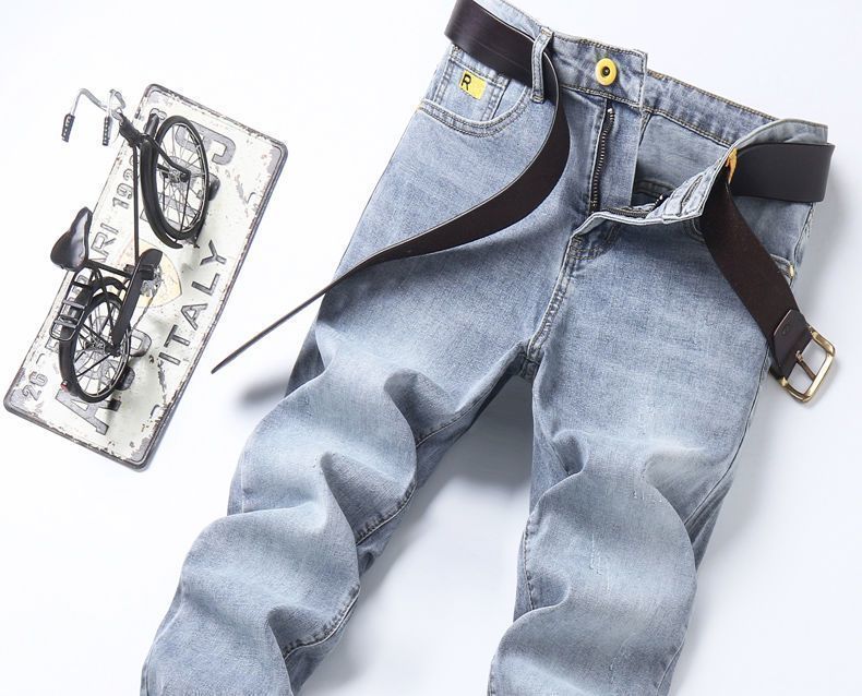 Men's Jeans Slim Fit Straight Leg Casual Trousers For Men_voghion.com