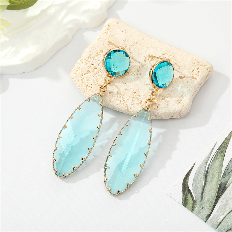 Daily, Street Occasion Alloy, Glass Material 1 Pair Retro Fashion Geometric Alloy Glass Drop Earrings