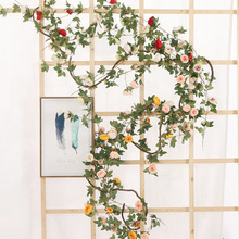 仿真玫瑰花藤椅空调暖气管道装饰婚庆拱门单只/束塑仿真园艺办公