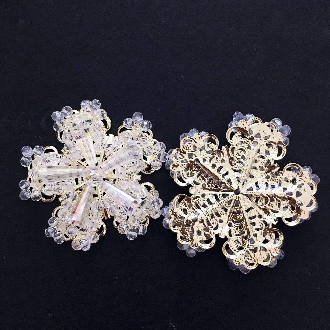 Blanco transparente con cuentas, accesorios de flores de nieve intensa, diseño de material, accesorios de bricolaje hechos a mano de moda, accesorios para el cabello, pendientes de broche