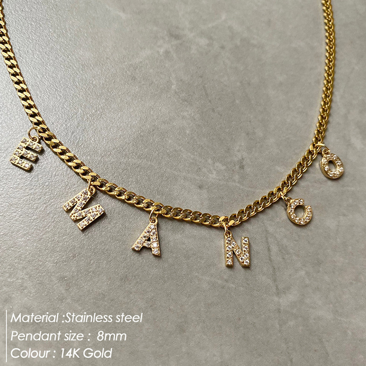 Titanium Steel Pendant Material Pendant Necklace Classification Titanium Steel Simple Style Shiny Plating Inlay Letter Pendant Necklace