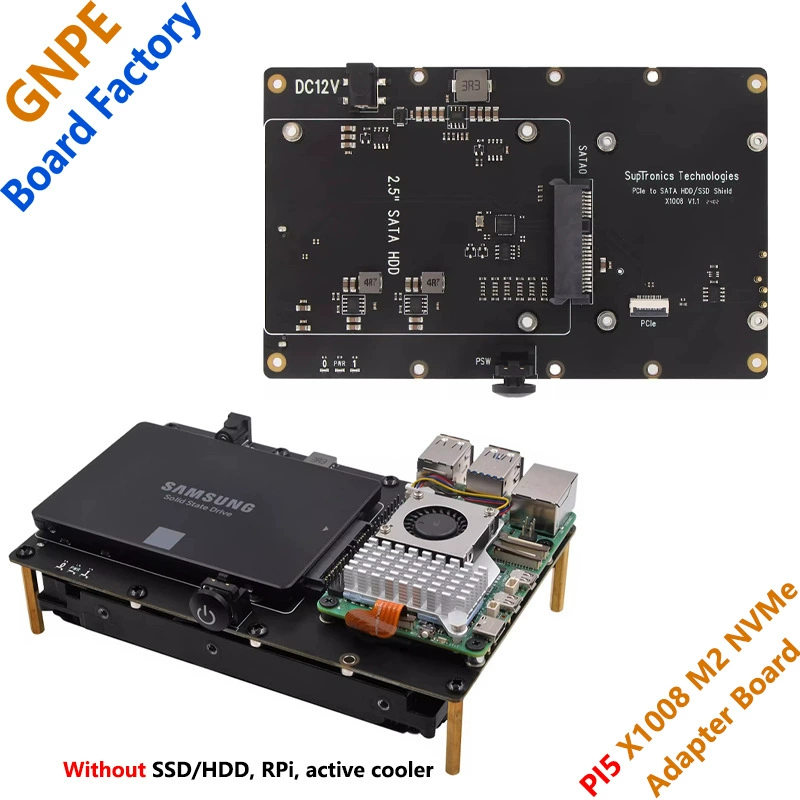 Raspberry Pi 5 X1008 PCIe в SATA, плата расширения интерфейса для двух HDD/SSD