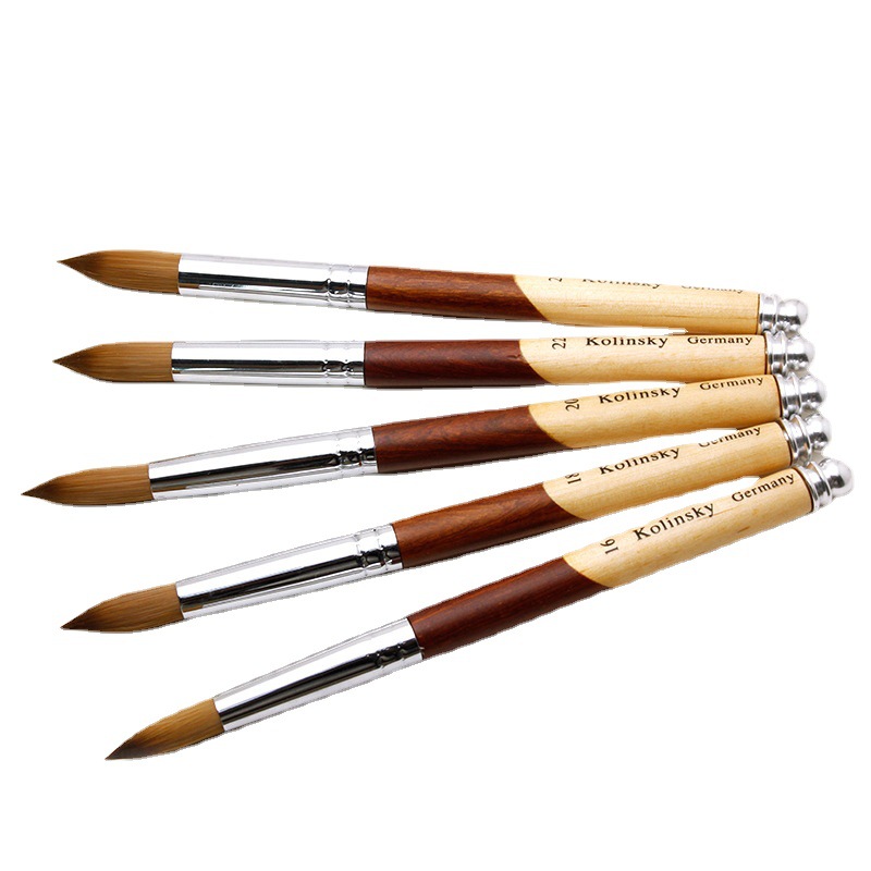 Comercio exterior Venta caliente productos costura de dos colores de madera varilla redonda cabeza tallada pluma de cristal suministro en stock nail art pen ventas directas de la fábrica