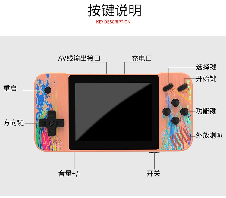 800 Retro Console Double Handheld Game Player Battery 3.0 Inch LCD Built-in 400 Video Games Gift for Kids Classic Videoconsolas