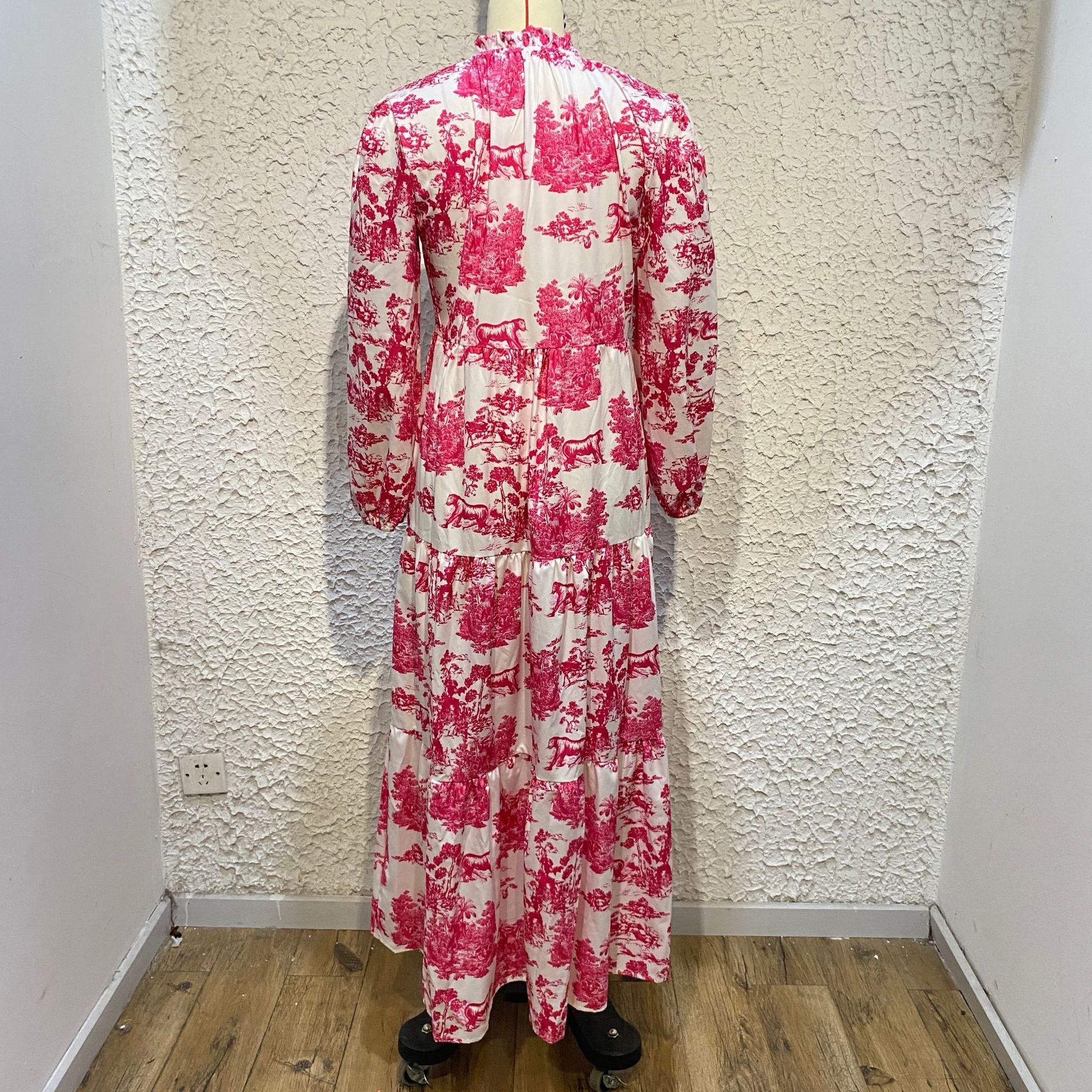 product - wholesale Autumn Winter Women Ruffled Collar Positioning Printed Dress - 14