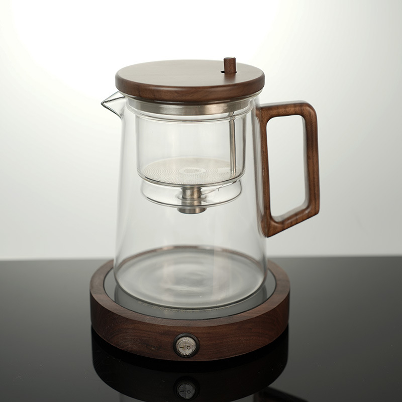 Piaoyi taza tetera filtro de un solo clic nogal resistente a altas temperaturas revestimiento de vidrio completo taza de separación de té juego de té de alta gama