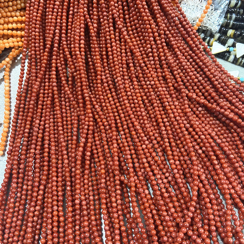 3mm Natural Sea Bamboo Round Beads Big Red Undersea Red Elf Loose Beads Semi-Finished DIY Beaded Necklace Jewelry Accessories