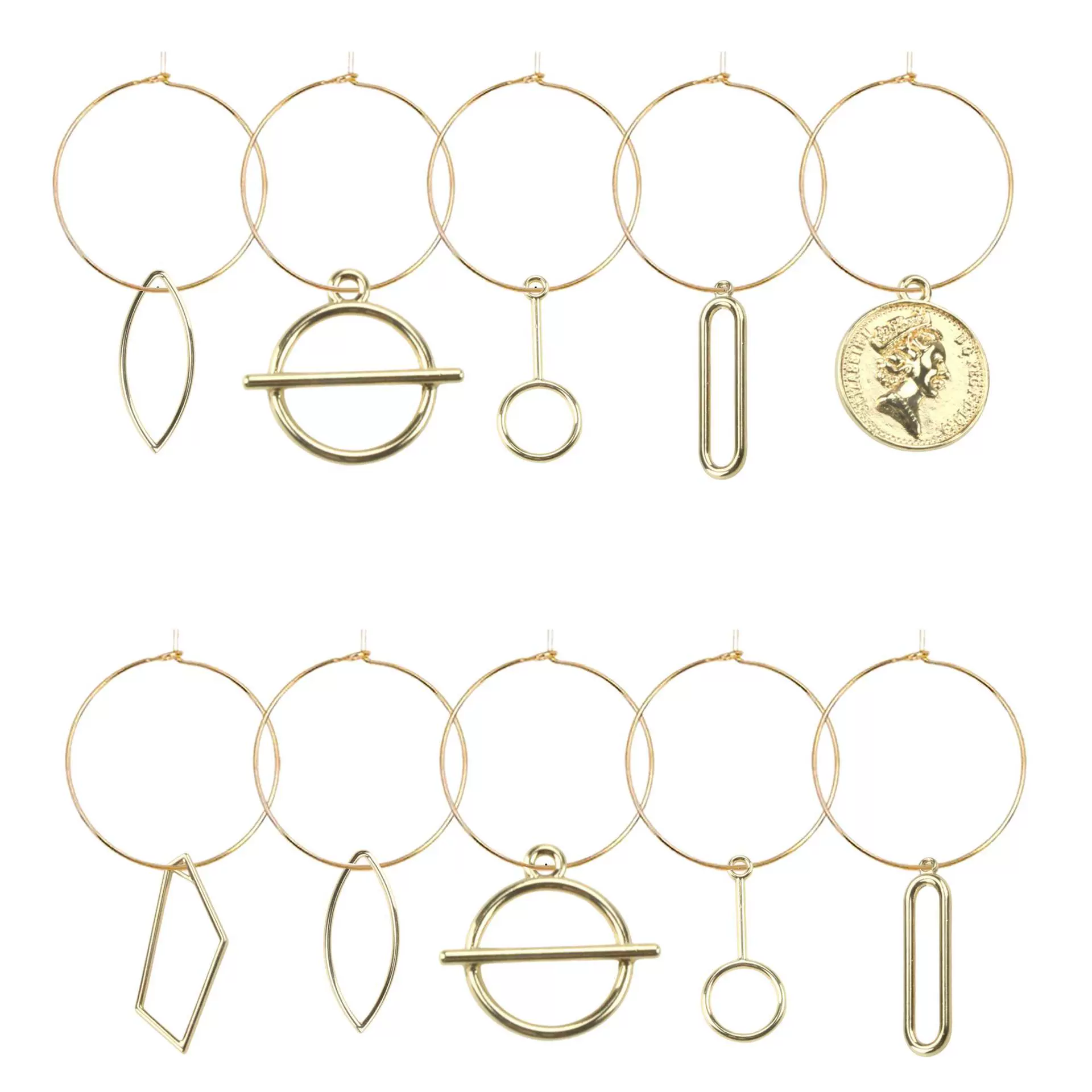 Минималистичный стиль, сплав золотого цвета, геометрический дизайн, наклейка для украшения приема на Хэллоуин, бокал для вина