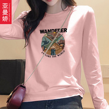 宽松独特长袖上衣服纯棉内搭漂亮小衫春春新款高级t恤女士学生装