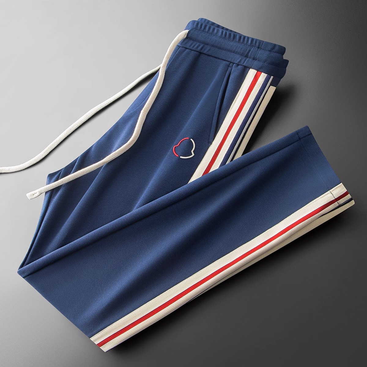 Spring and Summer Fashion Trend Air Layer Space Cotton Contrast Color Webbing Embroidered Men's Straight Sports Pants Casual Pants for Men