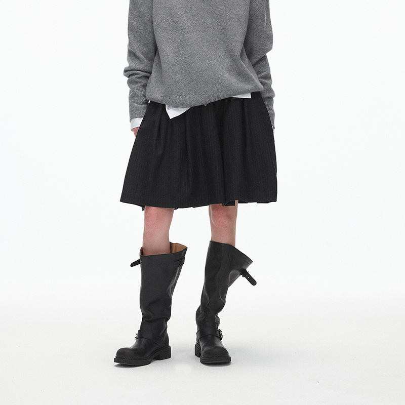 ECH 优雅与浪漫并存 立裁雕琢灵动花苞裙型褶皱半身裙2025冬季新