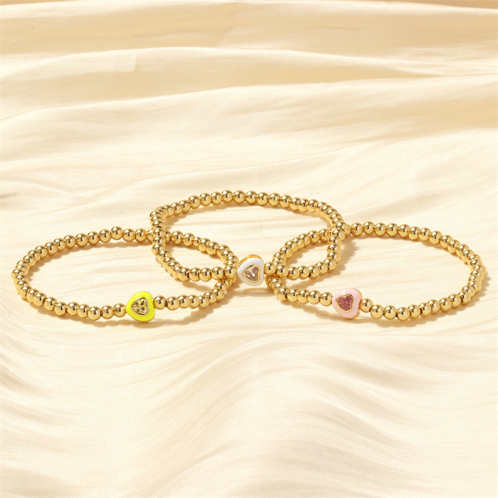 Holiday, Daily Occasion Copper Material Simple Style Classic Style Heart Shape Copper Beaded Bracelets