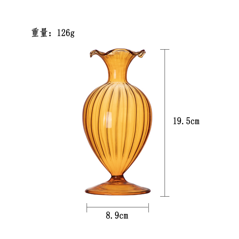 Vintage francés en relieve jarrón de vidrio hidropónico transparente arreglos de flores sala de estar decoración de mesa ornamentos artesanías