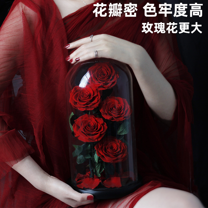 Cubierta de vidrio de flor eterna transfronteriza, regalo terminado de rosa real del principito, regalo de cumpleaños del día de San Valentín para novia