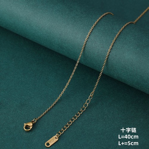 Fashionable and simple Korean style imitation gold necklace single chain women's cross lips short women's titanium steel neck chain clavicle chain
