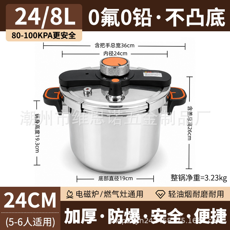 Olla de Presión Anti-Explosión para el Hogar de Acero Inoxidable 304 para Cocina
