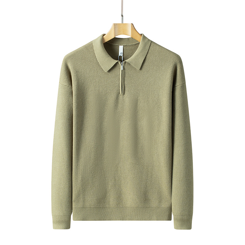 Camiseta de punto de invierno de alta gama de cuello vertical casual cross-border chaqueta de hombre de cuello medio alto suéter de cremallera personalizado para hombres