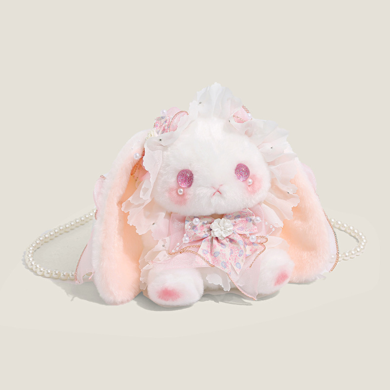 Mori Ins High-value Cartoon Lolita Rabbit Doll Crossbody Bag Girl Pearl Chain Shoulder Bag Cute Mori Ins High-value Cartoon Lolita Rabbit Doll Crossbody Bag Girl Pearl Chain Shoulder Bag Cute