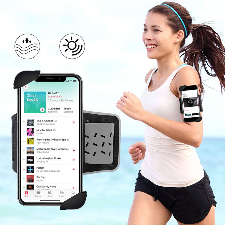 跨境户外男女反光手机袋卡扣伸缩莱卡臂包固定手机的跑步臂带轻薄