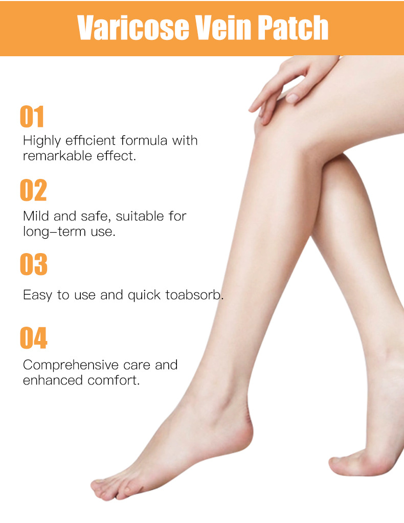 Varicose Vein Care Paste Patches Leg Support 12 Patches Per Pack External Use in use