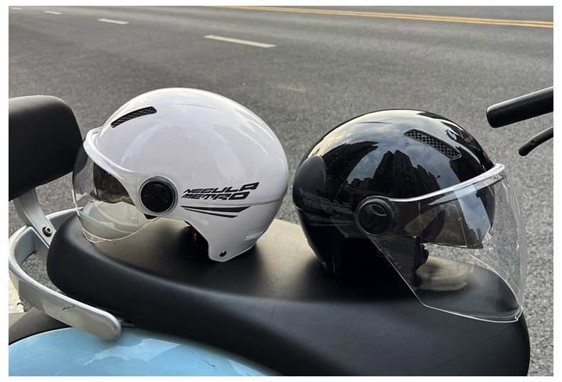 Dual-lens electric vehicle helmet, C national standard certified half helmet for motorcycles and electric scooters, sun-protective, stylish and cool summer hat for men and women, new