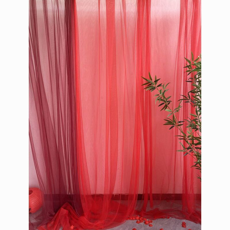 Red Gauze Chinese Style Decoration Mesh Fabric Wedding Background Curtain Background Cloth Red Soft Mesh