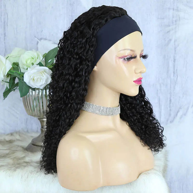 African Cross-Border Foreign Trade Women's Headscarf Screw-Curled Long Curly Hair Headband Wig Ice Silk Hairband Wig African Cross-Border Foreign Trade Women's Headscarf Screw-Curled Long Curly Hair Headband Wig Ice Silk Hairband Wig