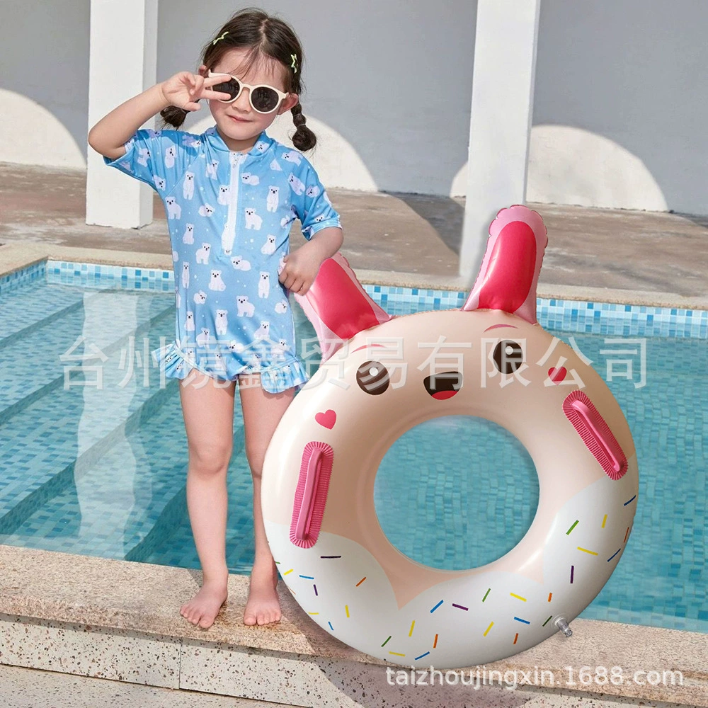 Детское плавательное кольцо утолщает ручку для купания летом надувные водные принадлежности анти-опрокидывание мультфильм маленький розовый кролик