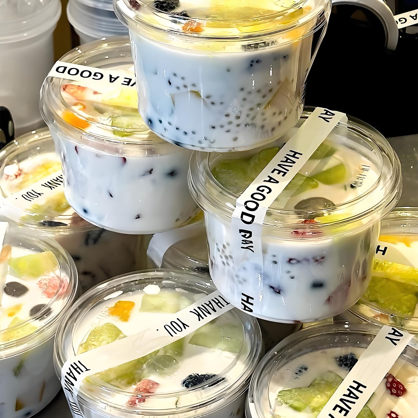 加厚冰粉碗水果捞打包盒芋圆糖水甜品清补凉四果汤烧仙草豆花酸奶